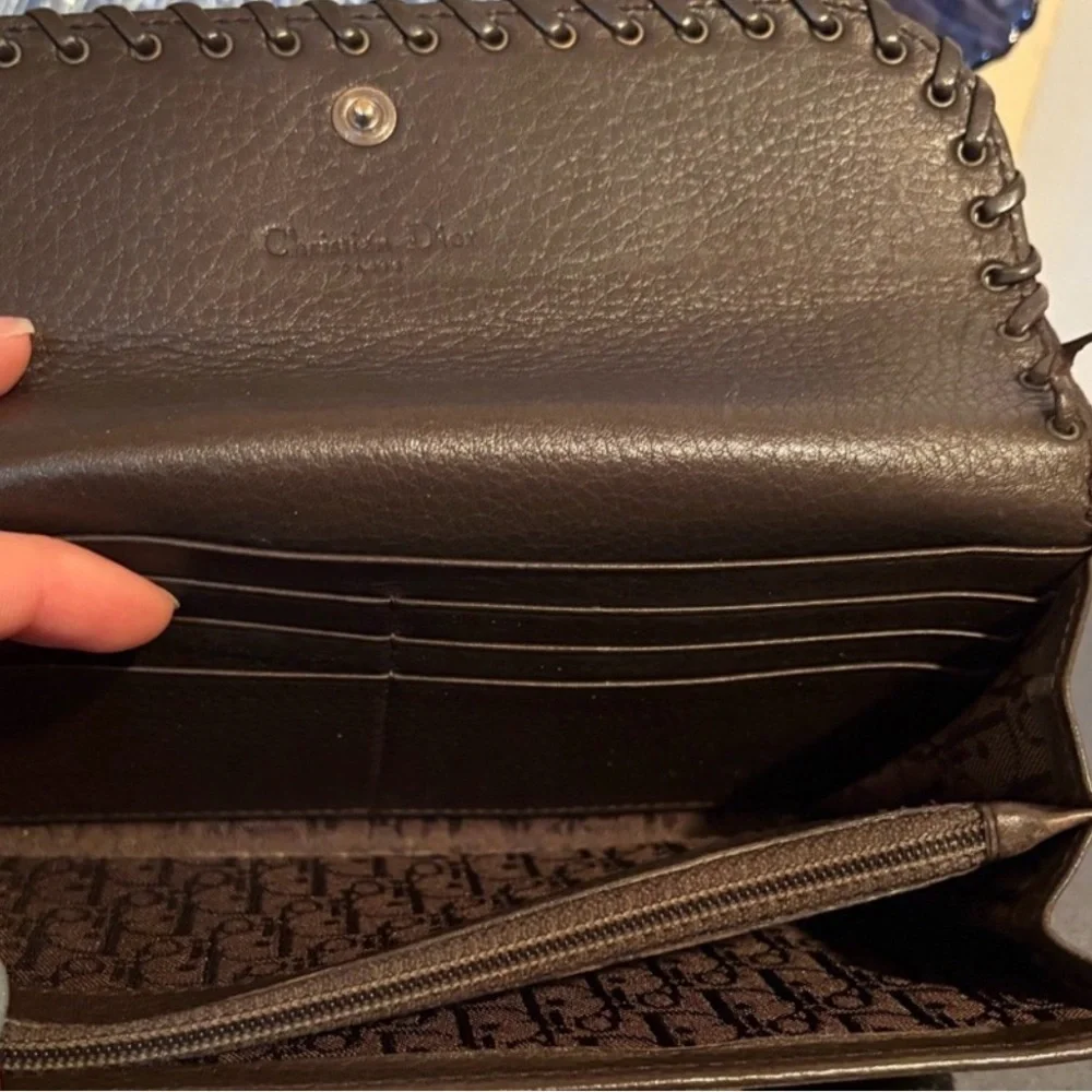 Dior Chocolate Leather Clutch Wallet EUC